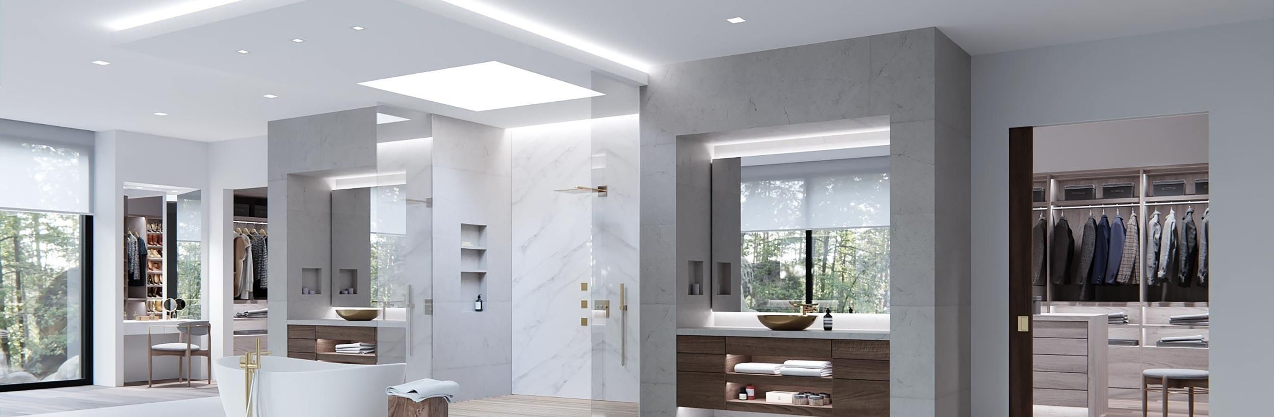 A contemporary linear lighting fixture by Lutron, offering clean lines and uniform light distribution for elegant spaces.